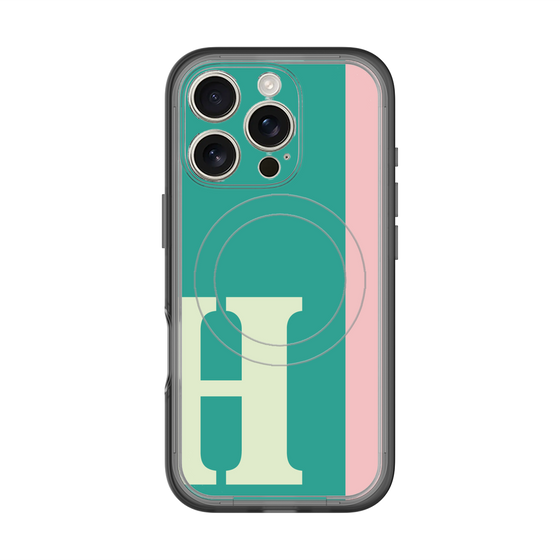 スリムプロテクションプレミアムケース with MagSafe［ オリジナル - initial color line - H green ］