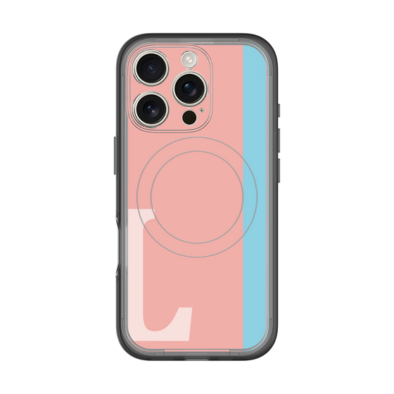 スリムプロテクションプレミアムケース with MagSafe［ オリジナル - initial color line - L pink ］