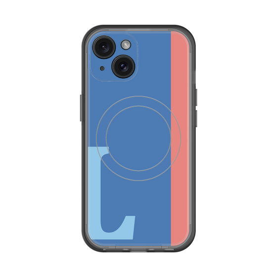 スリムプロテクションプレミアムケース with MagSafe［ オリジナル - initial color line - L blue ］