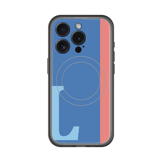 スリムプロテクションプレミアムケース with MagSafe［ オリジナル - initial color line - L blue ］
