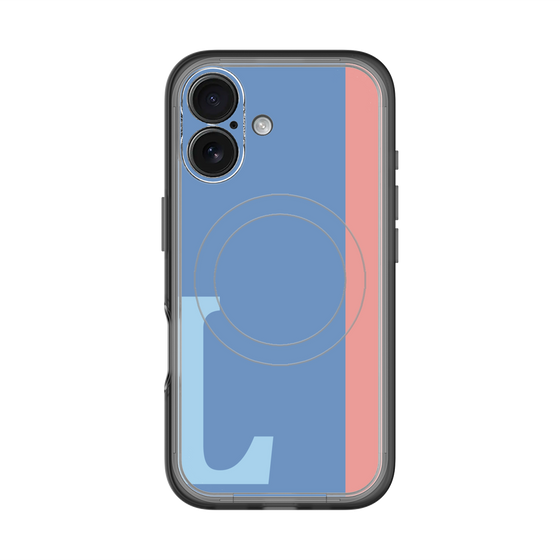 スリムプロテクションプレミアムケース with MagSafe［ オリジナル - initial color line - L blue ］