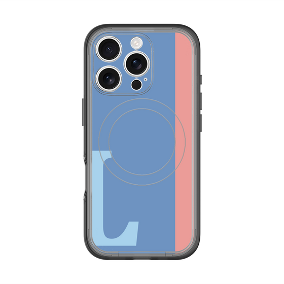 スリムプロテクションプレミアムケース with MagSafe［ オリジナル - initial color line - L blue ］