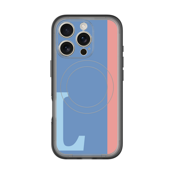 スリムプロテクションプレミアムケース with MagSafe［ オリジナル - initial color line - L blue ］