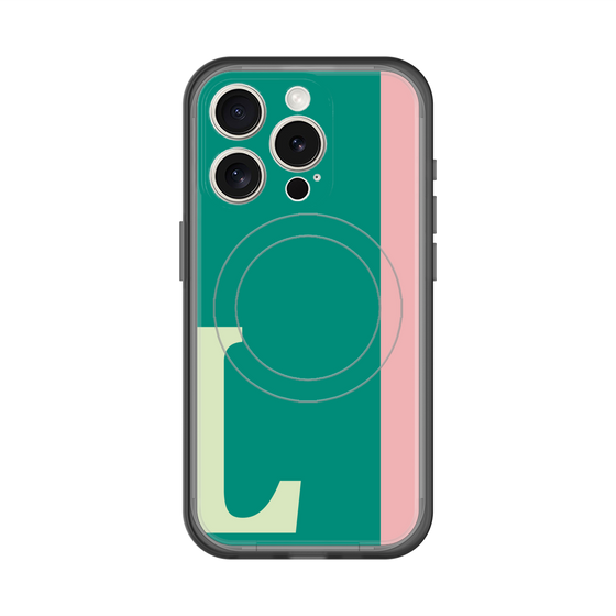 スリムプロテクションプレミアムケース with MagSafe［ オリジナル - initial color line - L green ］