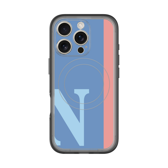 スリムプロテクションプレミアムケース with MagSafe［ オリジナル - initial color line - N blue ］