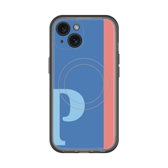 スリムプロテクションプレミアムケース with MagSafe［ オリジナル - initial color line - P blue ］