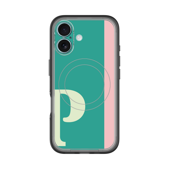 スリムプロテクションプレミアムケース with MagSafe［ オリジナル - initial color line - P green ］