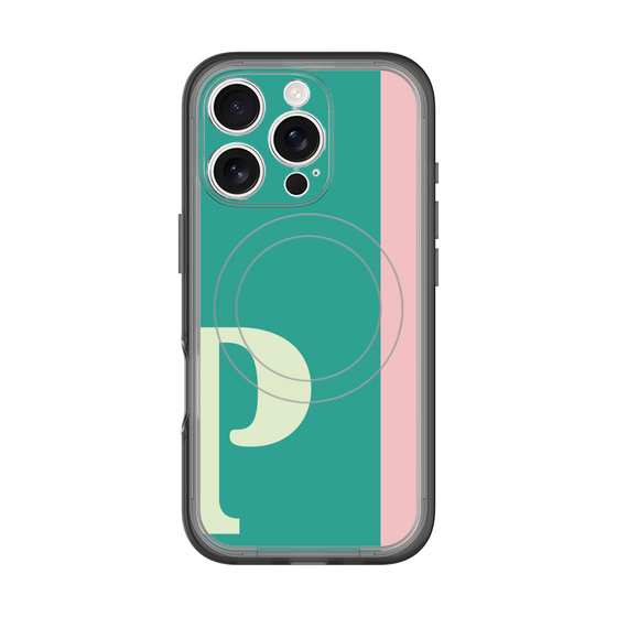 スリムプロテクションプレミアムケース with MagSafe［ オリジナル - initial color line - P green ］