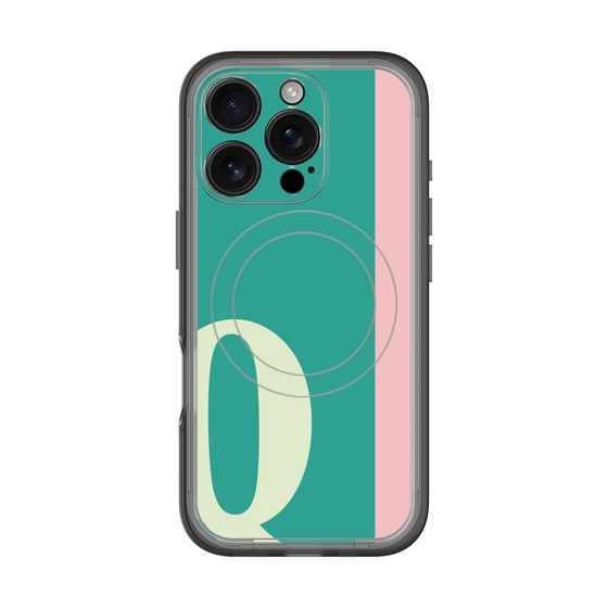 スリムプロテクションプレミアムケース with MagSafe［ オリジナル - initial color line - Q green ］