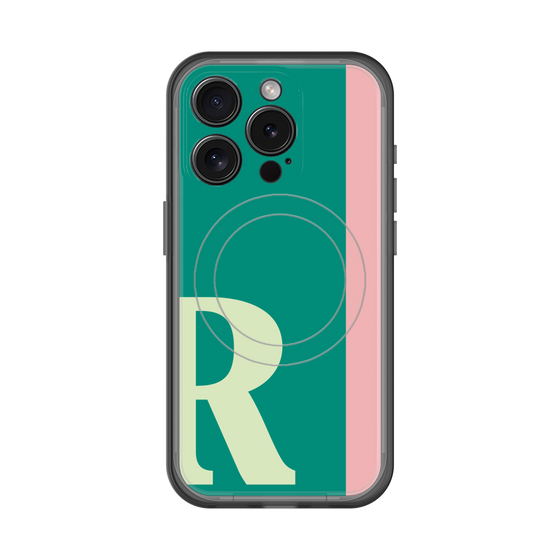 スリムプロテクションプレミアムケース with MagSafe［ オリジナル - initial color line - R green ］