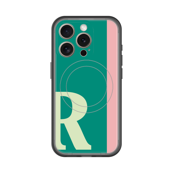 スリムプロテクションプレミアムケース with MagSafe［ オリジナル - initial color line - R green ］