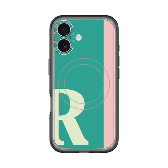 スリムプロテクションプレミアムケース with MagSafe［ オリジナル - initial color line - R green ］