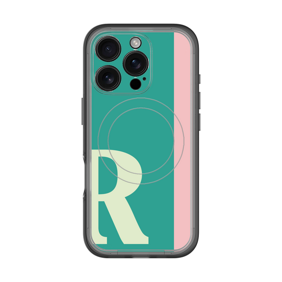 スリムプロテクションプレミアムケース with MagSafe［ オリジナル - initial color line - R green ］
