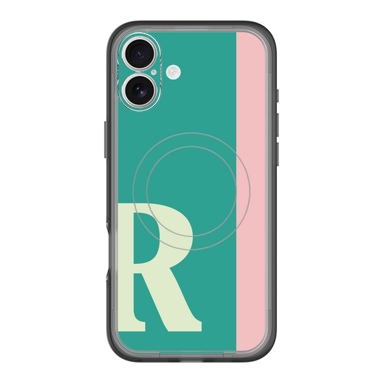 スリムプロテクションプレミアムケース with MagSafe［ オリジナル - initial color line - R green ］