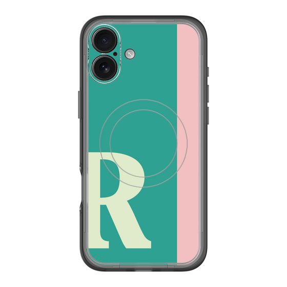 スリムプロテクションプレミアムケース with MagSafe［ オリジナル - initial color line - R green ］