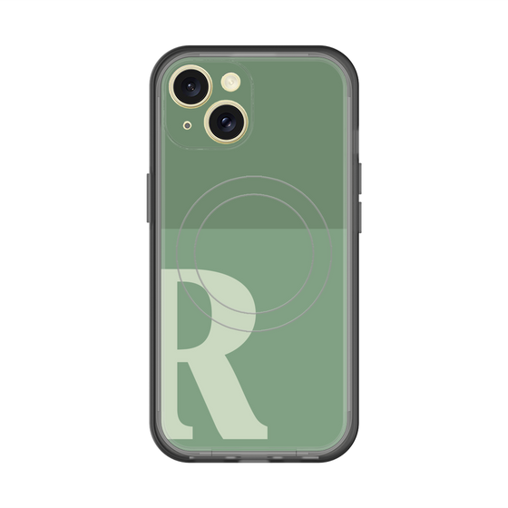 スリムプロテクションプレミアムケース with MagSafe［ オリジナル - initial two tone - R green ］