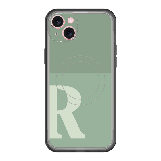 スリムプロテクションプレミアムケース with MagSafe［ オリジナル - initial two tone - R green ］