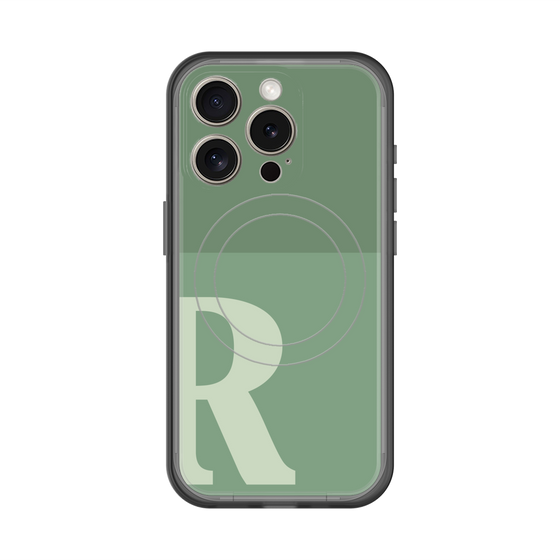 スリムプロテクションプレミアムケース with MagSafe［ オリジナル - initial two tone - R green ］