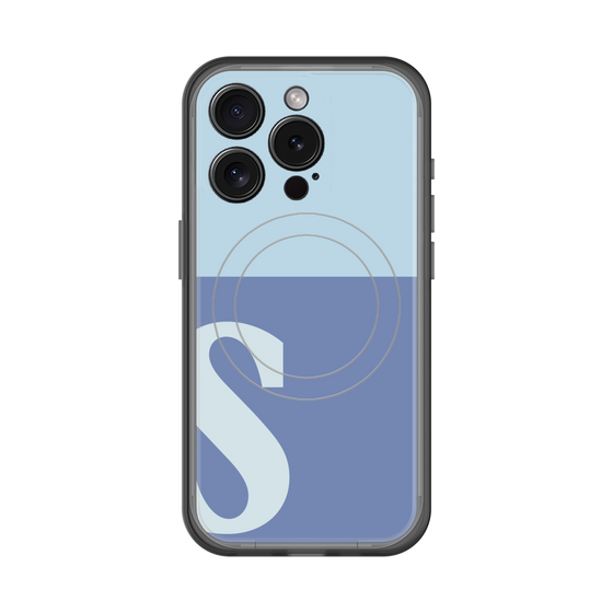 スリムプロテクションプレミアムケース with MagSafe［ オリジナル - initial two tone - S blue ］
