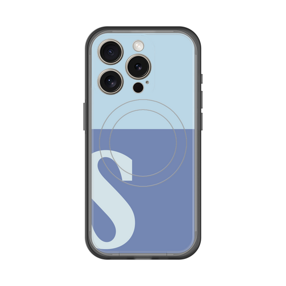 スリムプロテクションプレミアムケース with MagSafe［ オリジナル - initial two tone - S blue ］