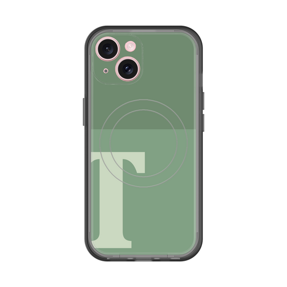 スリムプロテクションプレミアムケース with MagSafe［ オリジナル - initial two tone - T green ］