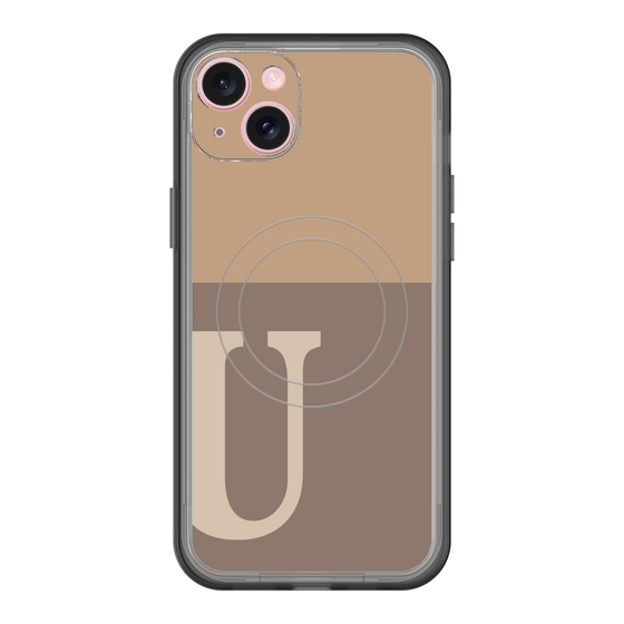 スリムプロテクションプレミアムケース with MagSafe［ オリジナル - initial two tone - U brown ］