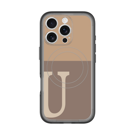 スリムプロテクションプレミアムケース with MagSafe［ オリジナル - initial two tone - U brown ］