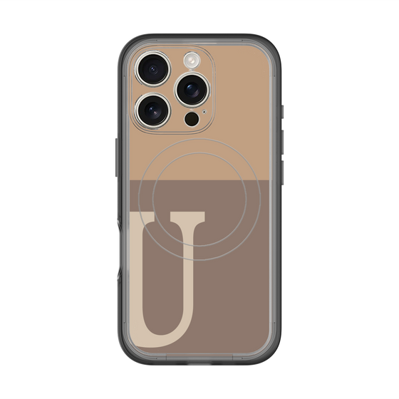 スリムプロテクションプレミアムケース with MagSafe［ オリジナル - initial two tone - U brown ］