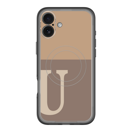 スリムプロテクションプレミアムケース with MagSafe［ オリジナル - initial two tone - U brown ］