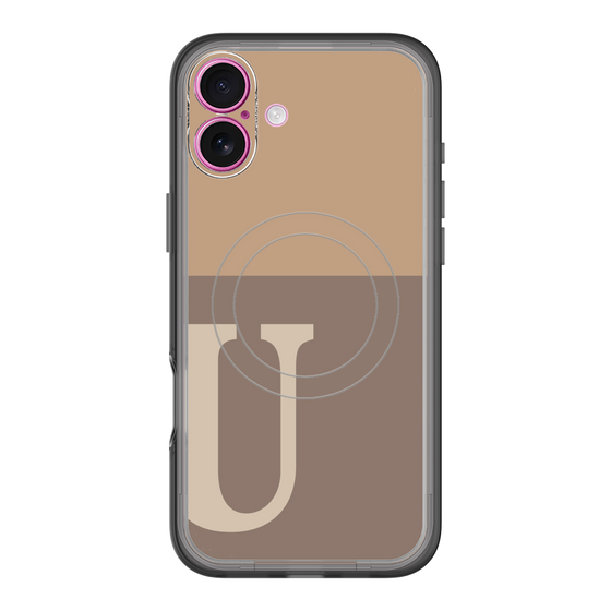 スリムプロテクションプレミアムケース with MagSafe［ オリジナル - initial two tone - U brown ］