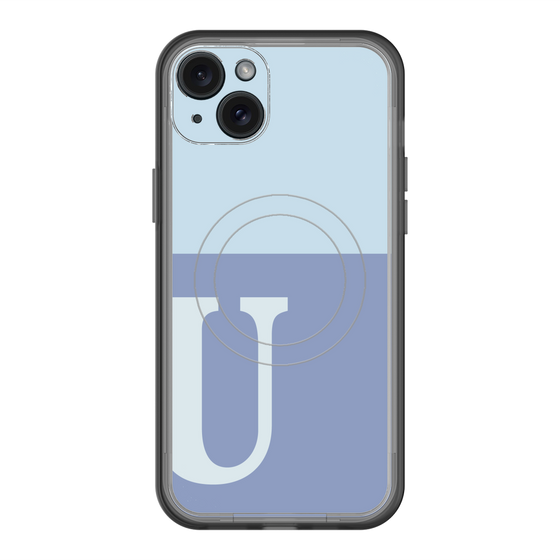 スリムプロテクションプレミアムケース with MagSafe［ オリジナル - initial two tone - U blue ］