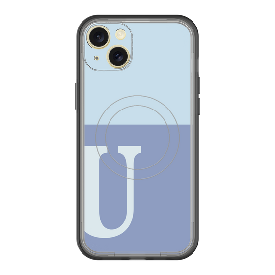 スリムプロテクションプレミアムケース with MagSafe［ オリジナル - initial two tone - U blue ］