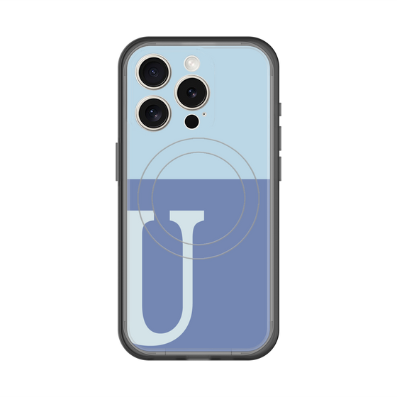 スリムプロテクションプレミアムケース with MagSafe［ オリジナル - initial two tone - U blue ］