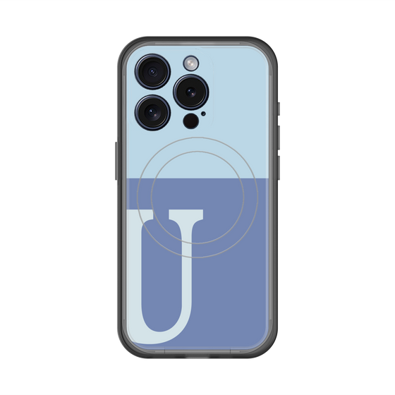 スリムプロテクションプレミアムケース with MagSafe［ オリジナル - initial two tone - U blue ］