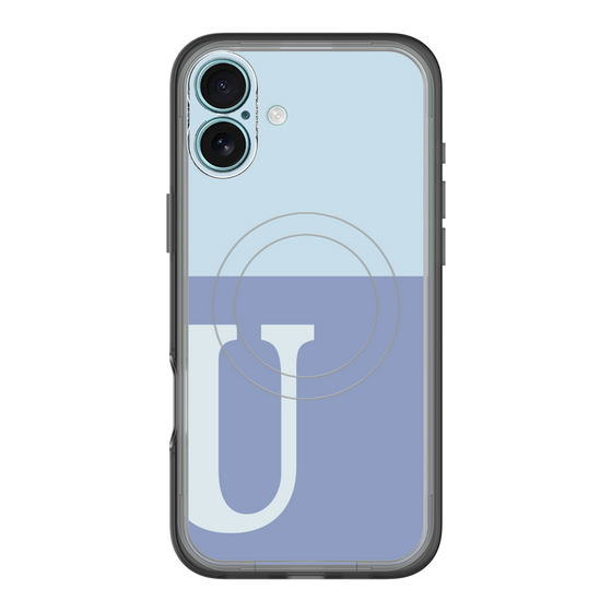 スリムプロテクションプレミアムケース with MagSafe［ オリジナル - initial two tone - U blue ］
