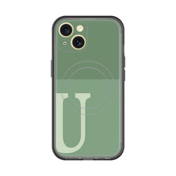 スリムプロテクションプレミアムケース with MagSafe［ オリジナル - initial two tone - U green ］