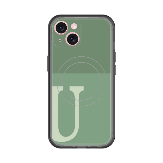 スリムプロテクションプレミアムケース with MagSafe［ オリジナル - initial two tone - U green ］