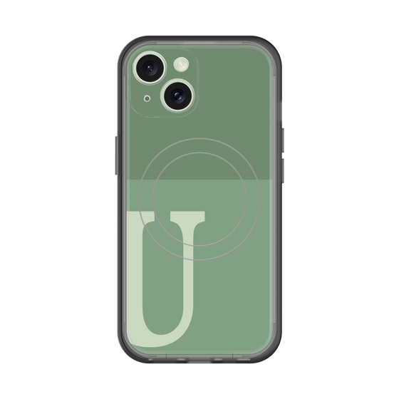 スリムプロテクションプレミアムケース with MagSafe［ オリジナル - initial two tone - U green ］