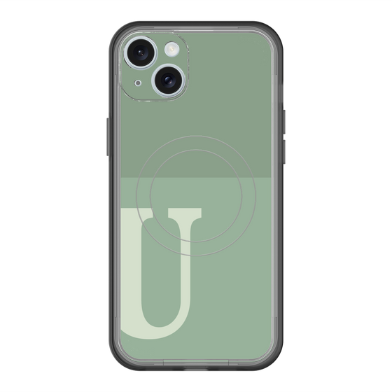 スリムプロテクションプレミアムケース with MagSafe［ オリジナル - initial two tone - U green ］