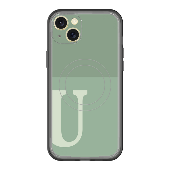 スリムプロテクションプレミアムケース with MagSafe［ オリジナル - initial two tone - U green ］