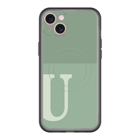 スリムプロテクションプレミアムケース with MagSafe［ オリジナル - initial two tone - U green ］