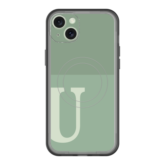 スリムプロテクションプレミアムケース with MagSafe［ オリジナル - initial two tone - U green ］