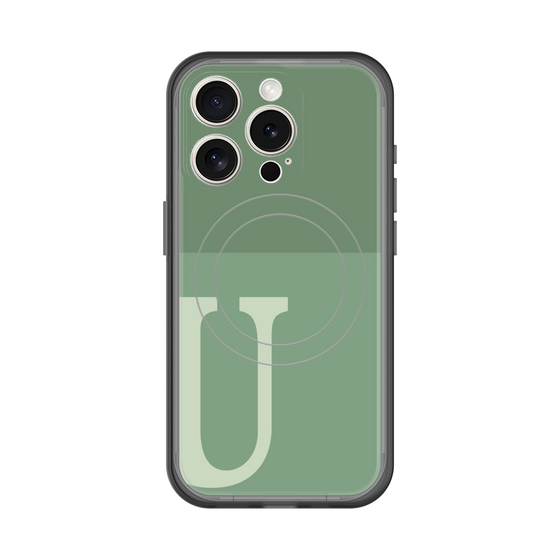 スリムプロテクションプレミアムケース with MagSafe［ オリジナル - initial two tone - U green ］