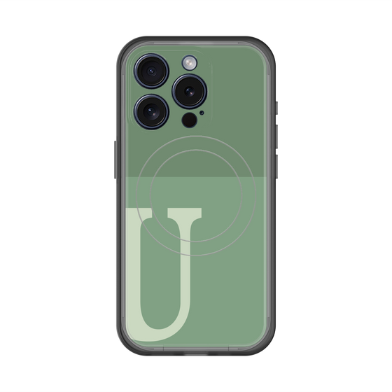 スリムプロテクションプレミアムケース with MagSafe［ オリジナル - initial two tone - U green ］