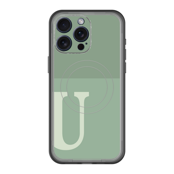 スリムプロテクションプレミアムケース with MagSafe［ オリジナル - initial two tone - U green ］