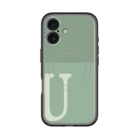 スリムプロテクションプレミアムケース with MagSafe［ オリジナル - initial two tone - U green ］