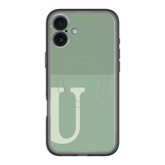 スリムプロテクションプレミアムケース with MagSafe［ オリジナル - initial two tone - U green ］