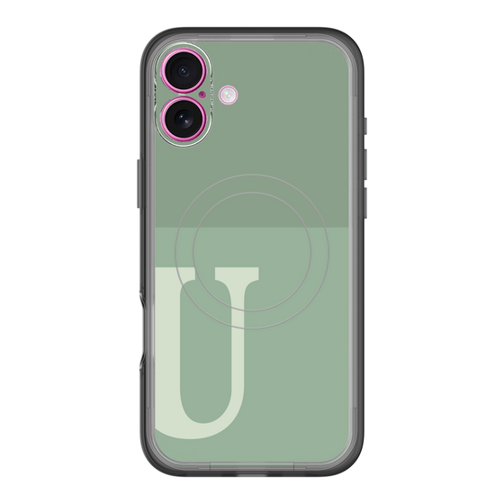 スリムプロテクションプレミアムケース with MagSafe［ オリジナル - initial two tone - U green ］