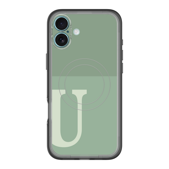 スリムプロテクションプレミアムケース with MagSafe［ オリジナル - initial two tone - U green ］