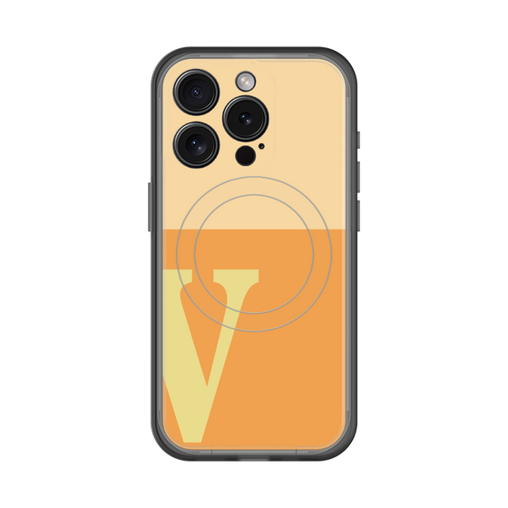 スリムプロテクションプレミアムケース with MagSafe［ オリジナル - initial two tone - V orange ］